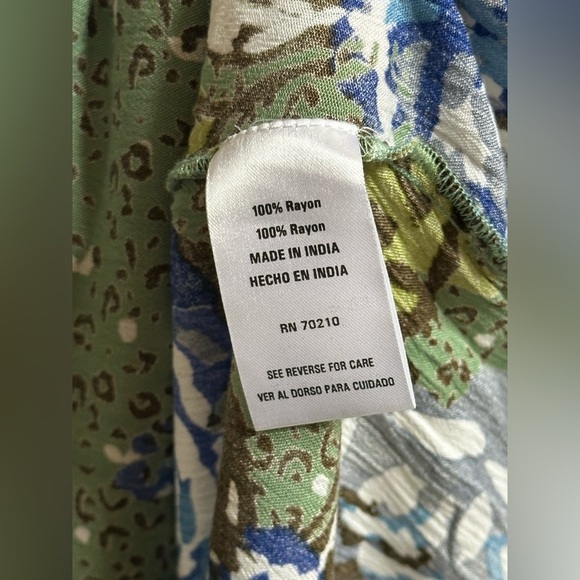 NEW La Cera Plus Size Sleeveless V-Neck Artistic Floral Dress Green Women’s 1X - Picture 13 of 13